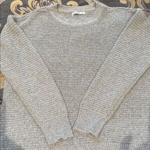 Pink Clover Textured Gray Sweater